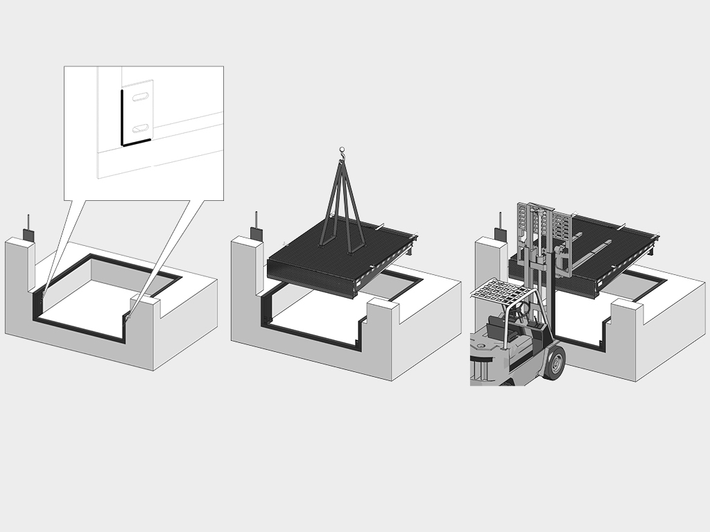 Монтаж в закрытый приямок.